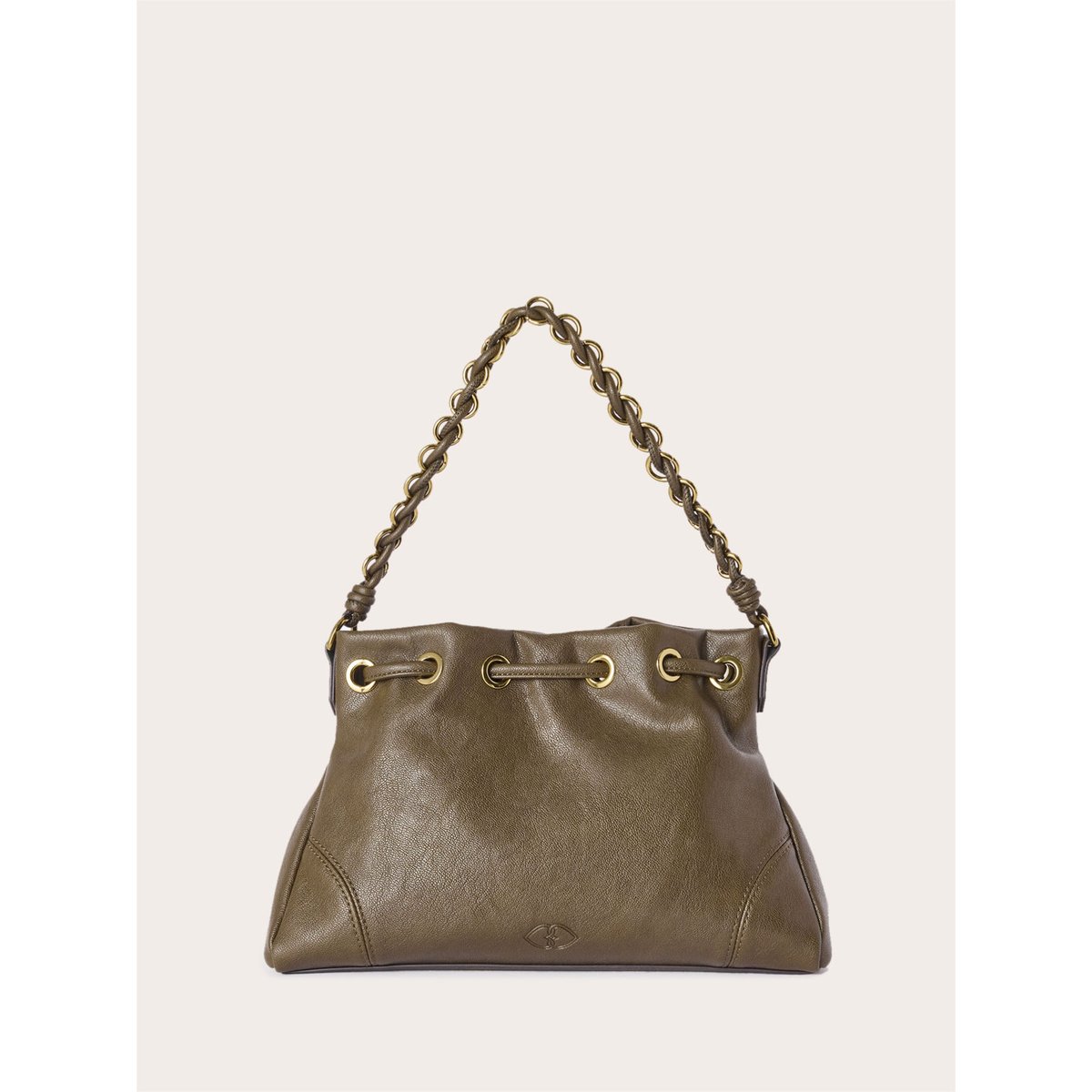 Sac seau avec cordon coulissant et anse chaîne verde militare, MOTIVI