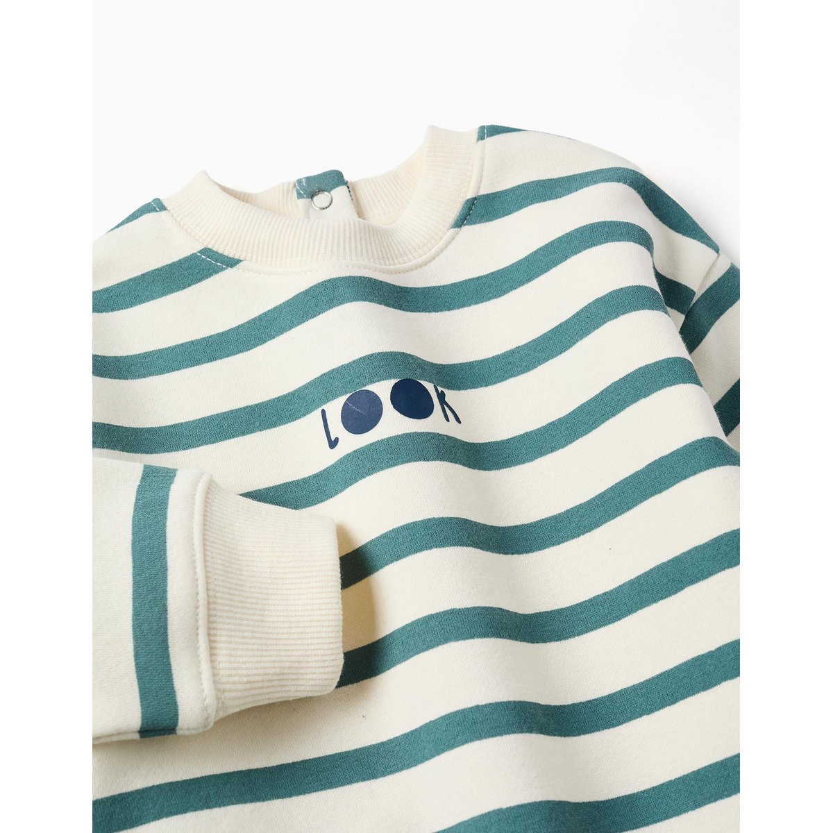 Sweat en coton peigné à rayures et imprimé vert clair, ZIPPY