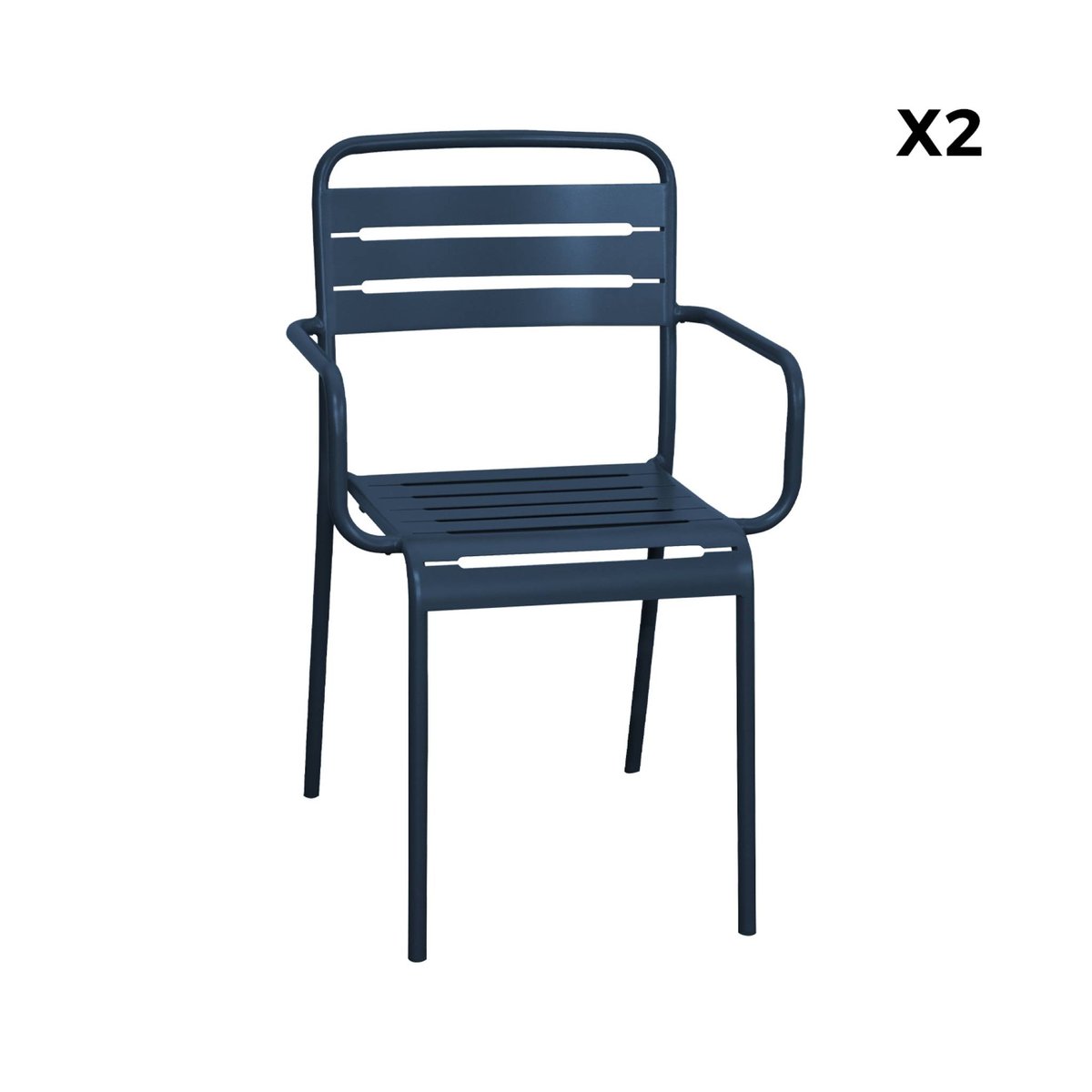 Fauteuil de jardin acier (lot de 2) AMELIA anthracite, SWEEEK