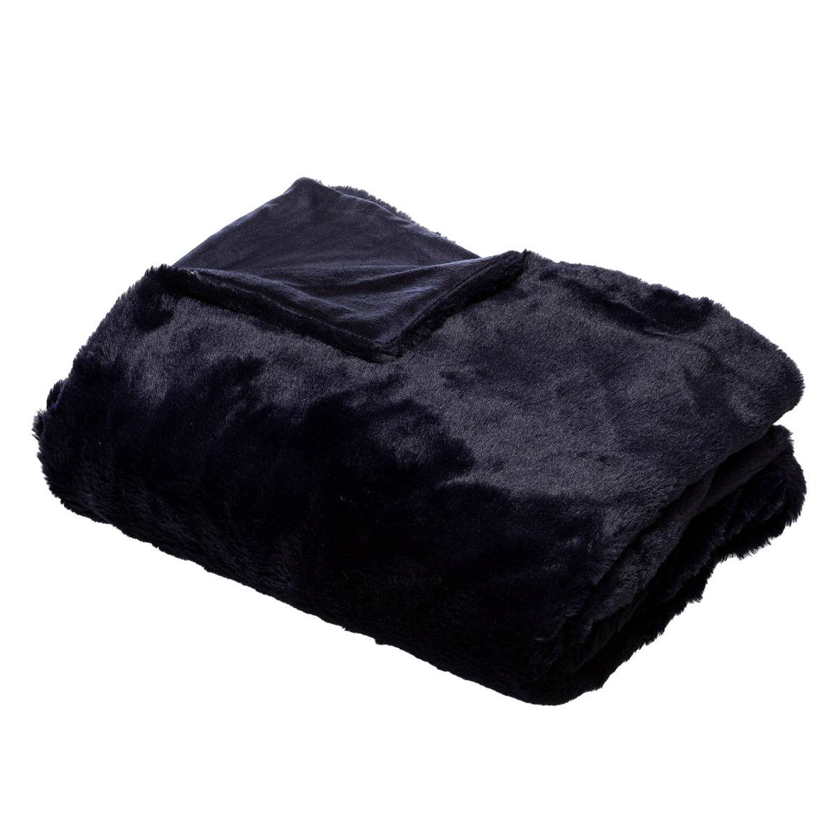 Plaid effet imitation fourrure bleu nuit 125X150cm bleu navy, FEERIC LIGHTS & CHRISTMAS