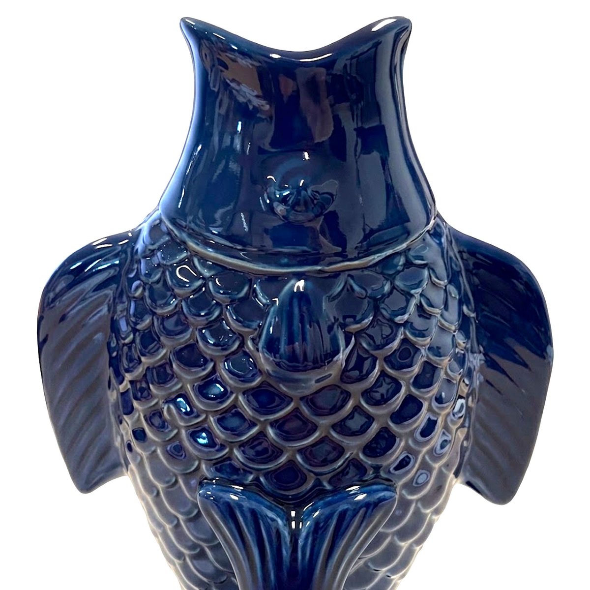 Vase poisson en céramique bleu 19x9.5x26cm bleu, WADIGA