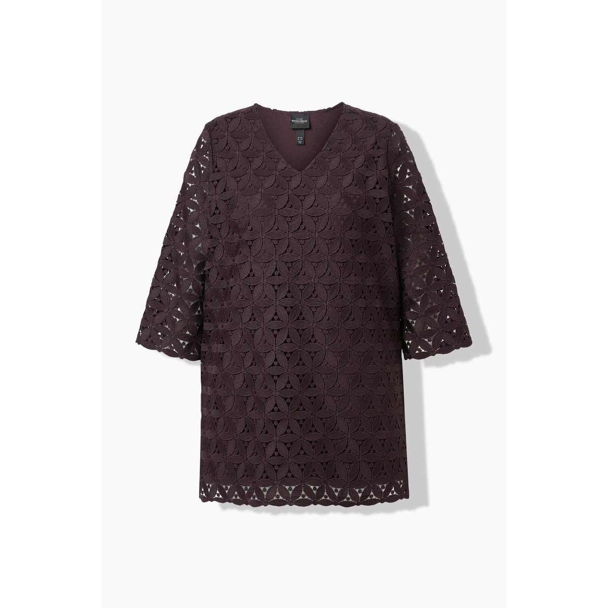 Tunique avec broderies ajourées marron pin, ULLA POPKEN