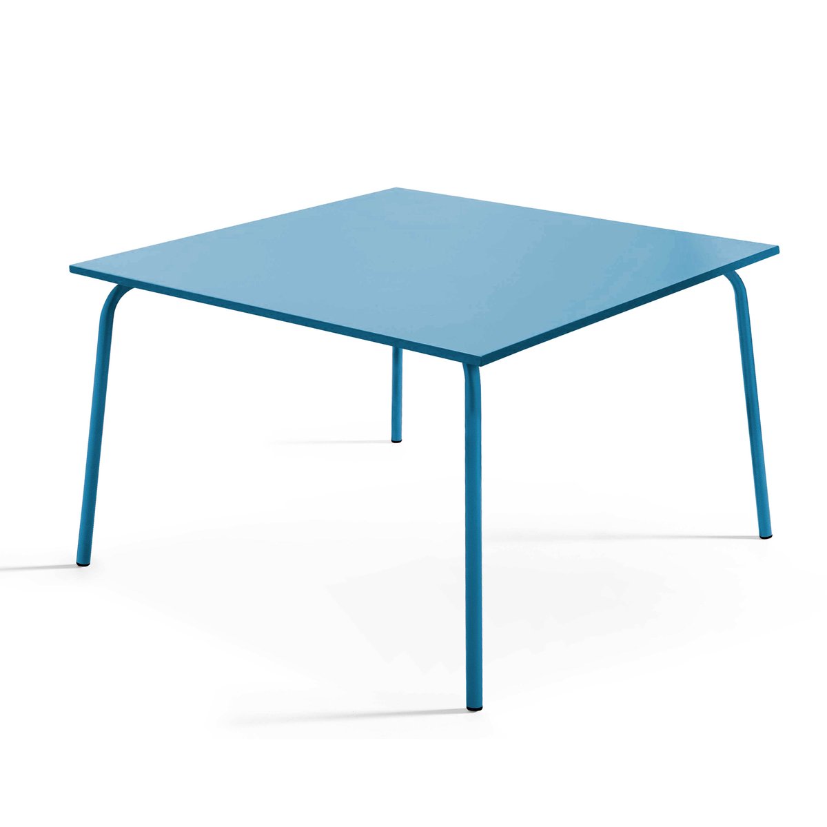 Salon de jardin table carrée et 8 chaises en métal, PALAVAS bleu pacific, OVIALA