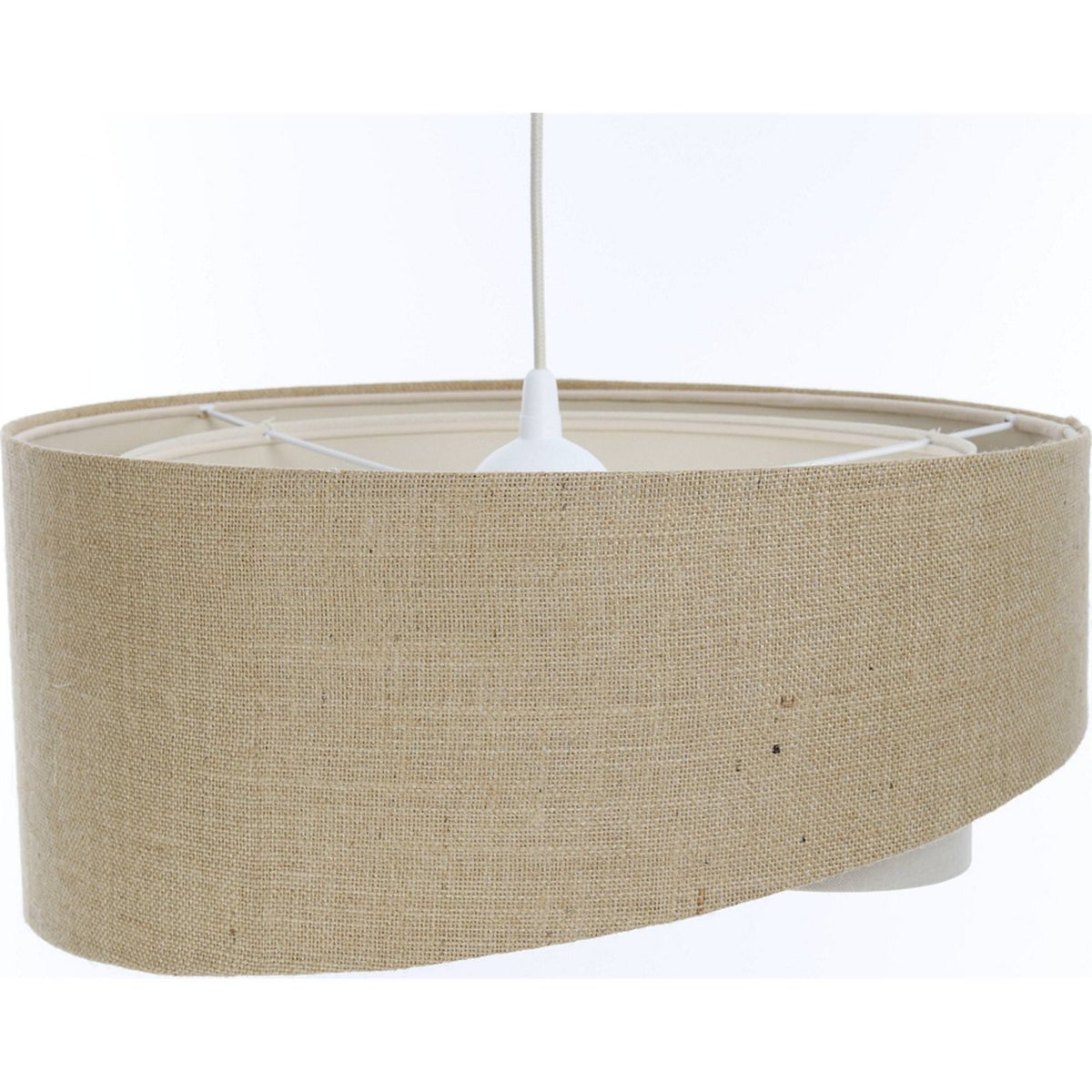 Suspension en lin et chanvre ronde Boho beige naturel et crème doux, BPS KONCEPT