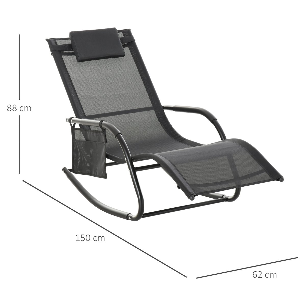 Fauteuil à bascule Métal Noir noir, OUTSUNNY