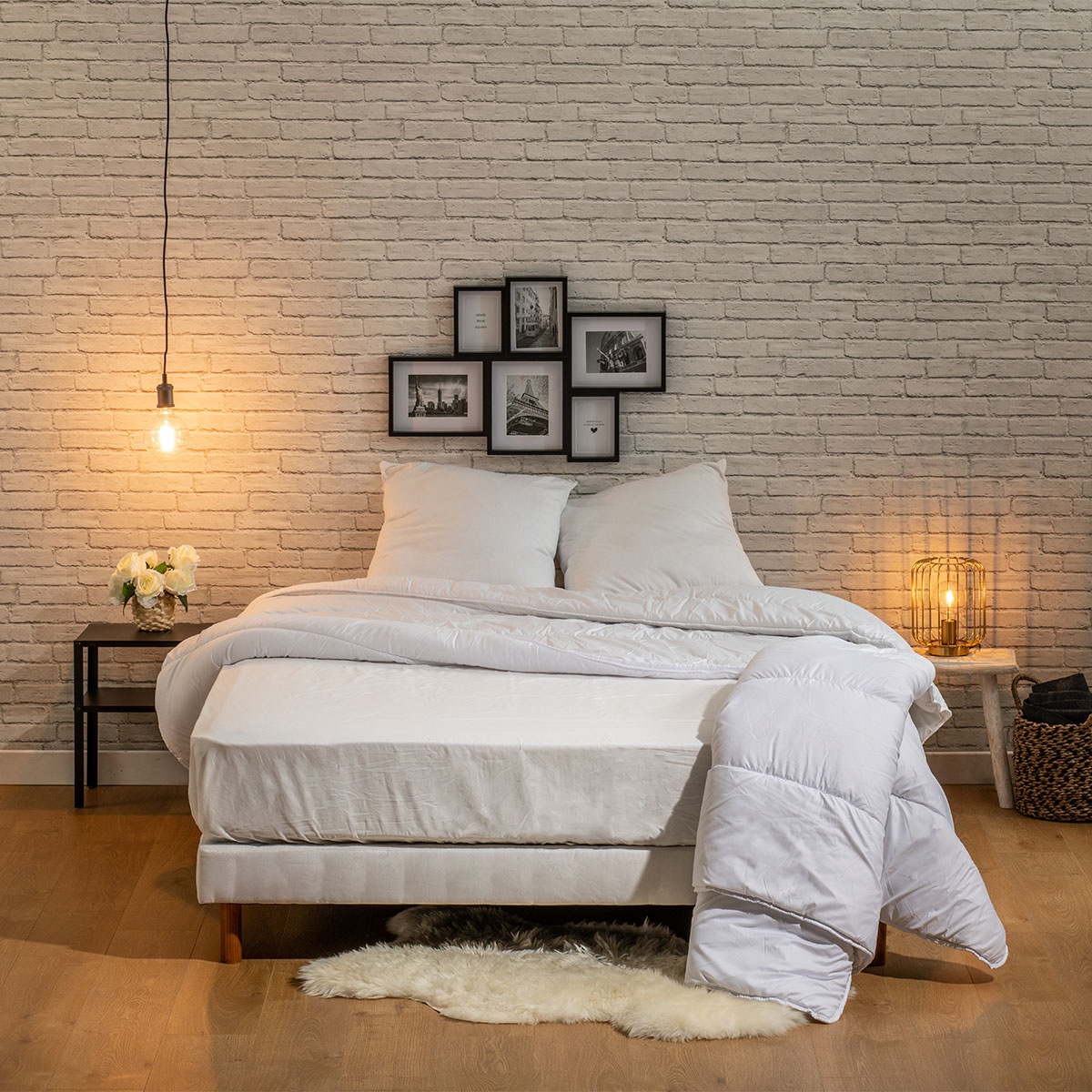 Couette chaude Segmentable LAVABLE à 95°C blanc, BLEU CALIN