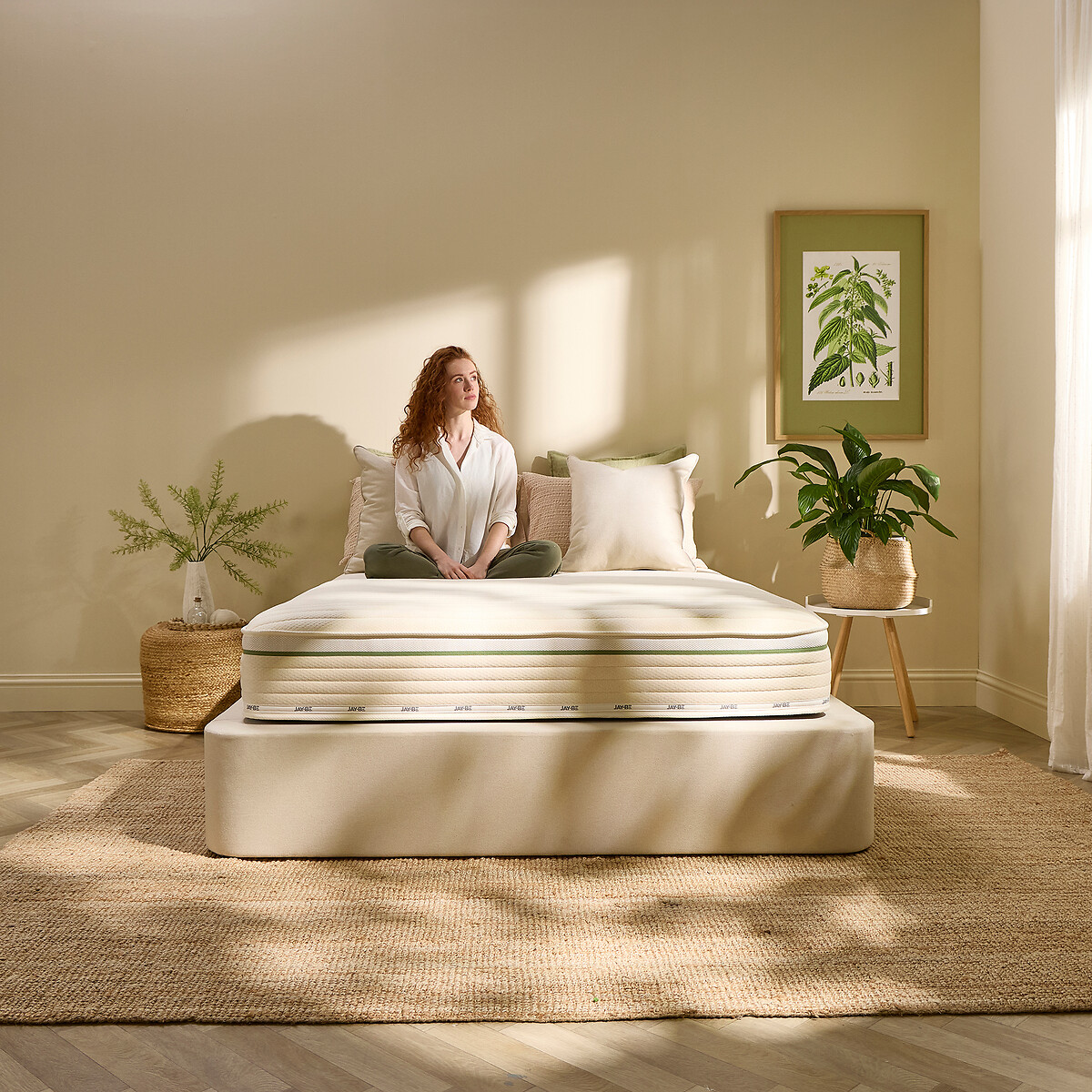 Jay-Be® Natural All Seasons Nettle Hybrid 2000 e-Pocket Mattress ecru/green, JAY-BE