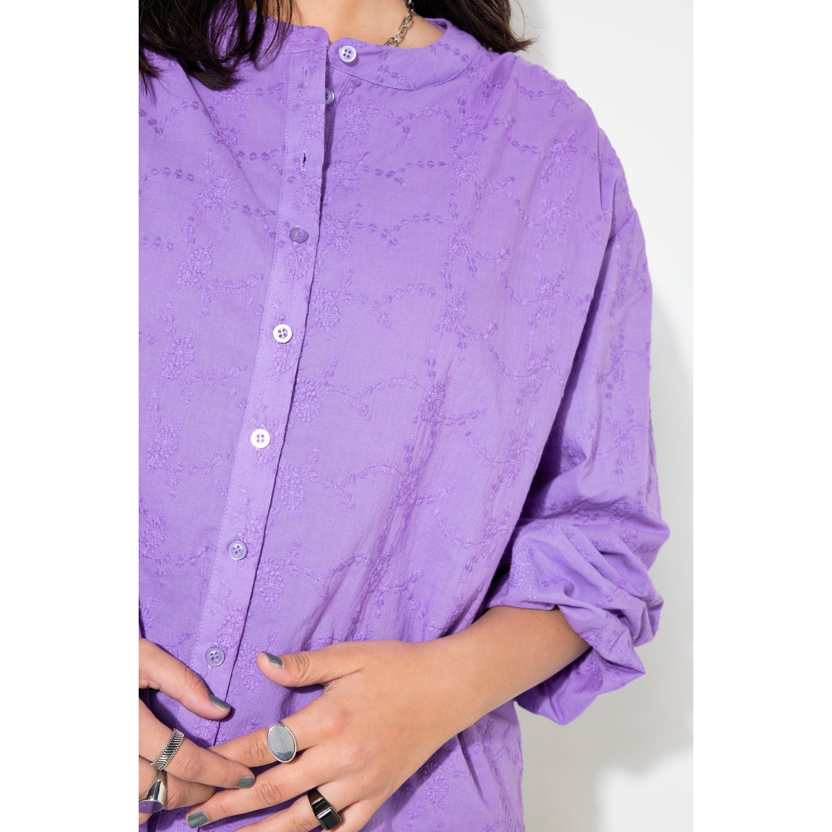Blouse oversize à manches longues ballon violet, STUDIO UNTOLD