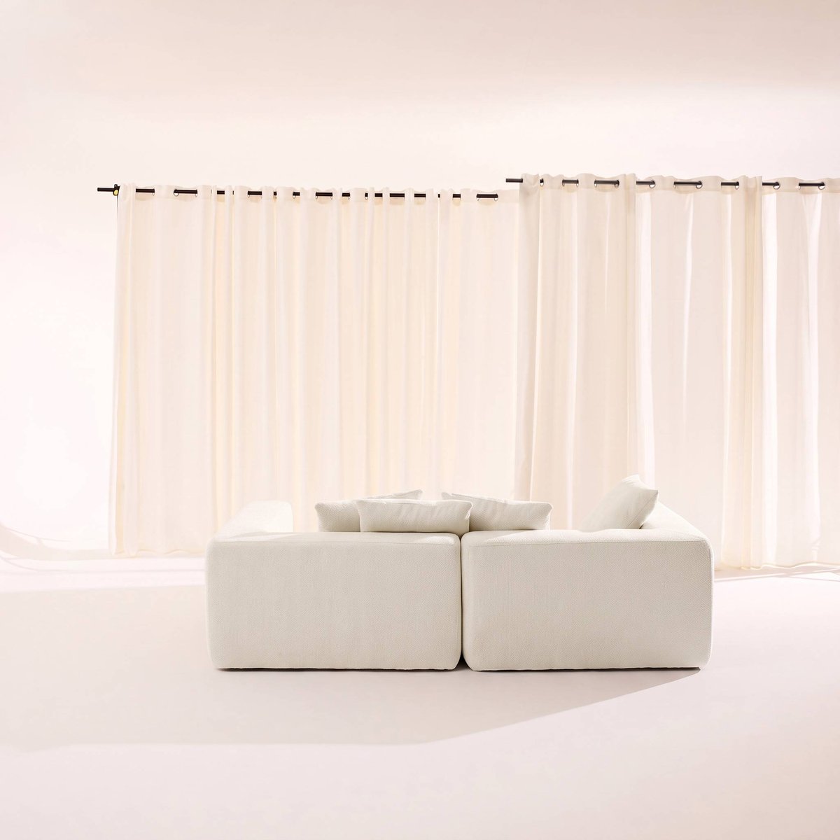 Canapé compressé modulable tissu chenille 3 places MOVI blanc, SWEEEK