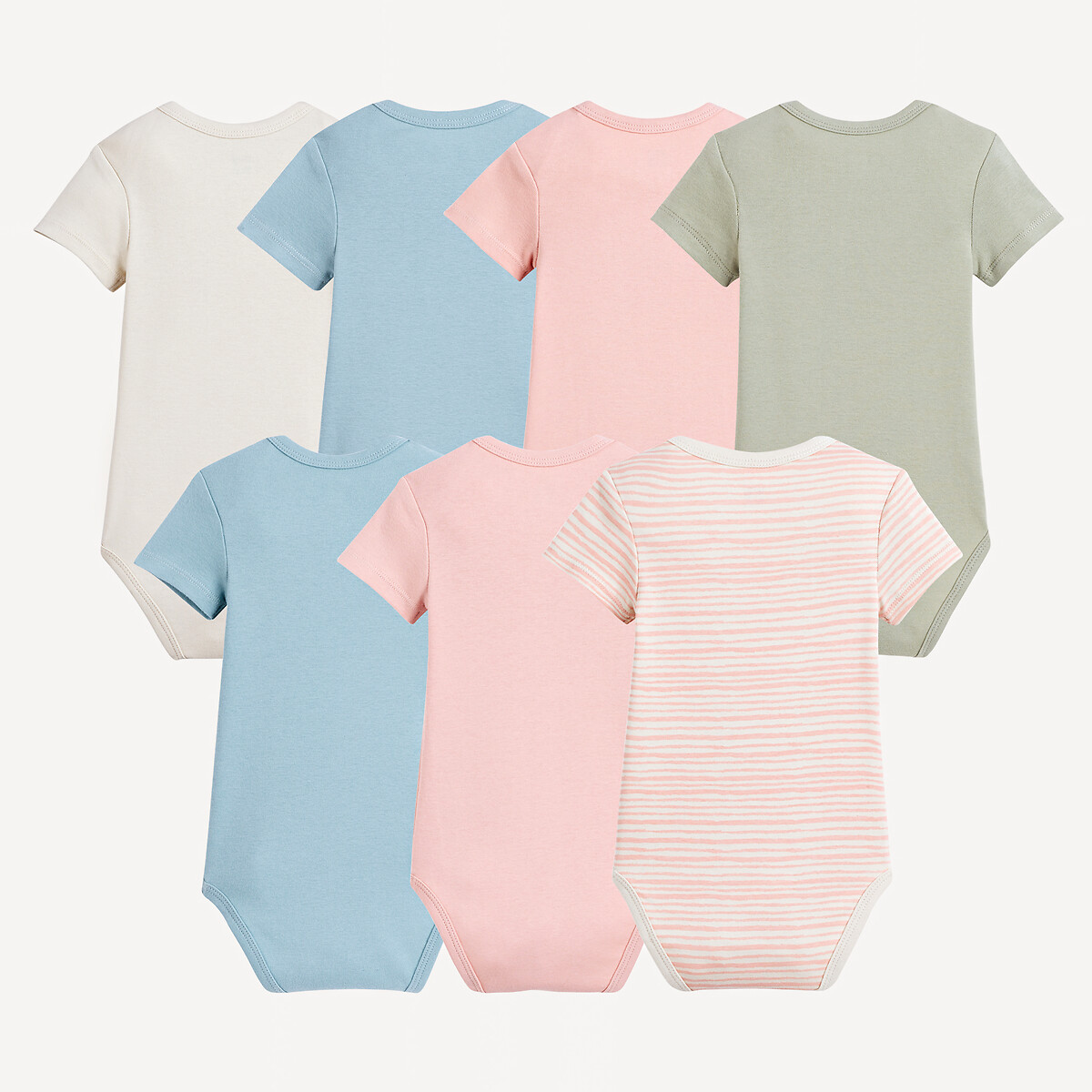 Pack of 7 Bodysuits with Short Sleeves assorted, LA REDOUTE COLLECTIONS