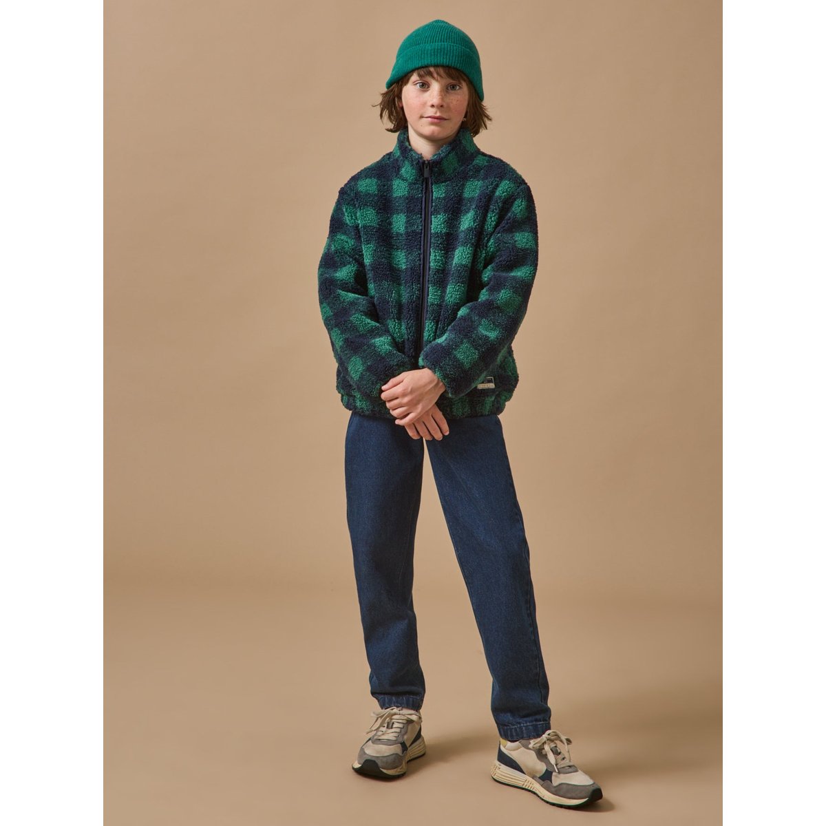 Veste sherpa à carreaux carreaux bleu/vert, CYRILLUS
