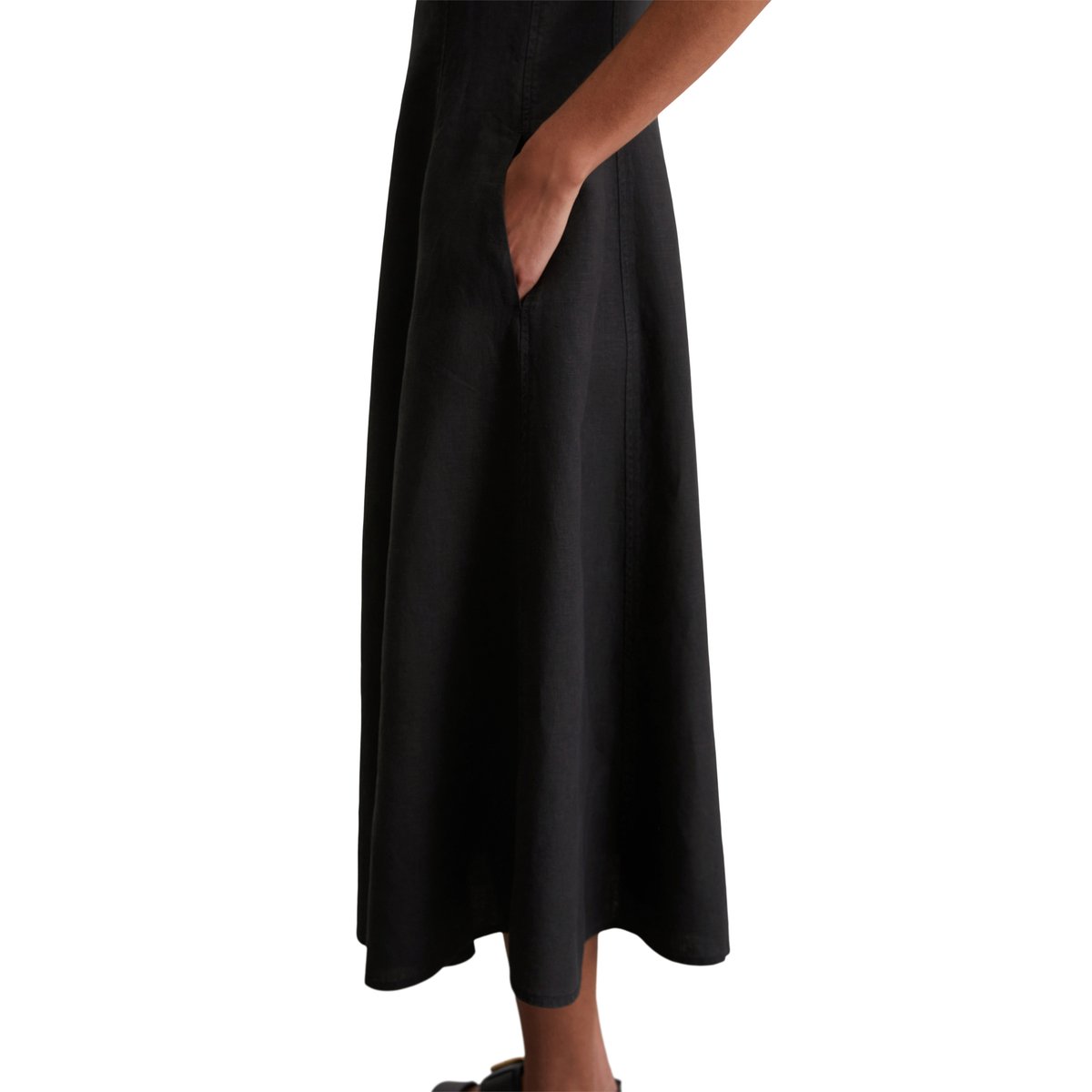 Robe sans manches en lin shaped coupé en A-ligne noir, MARC O'POLO