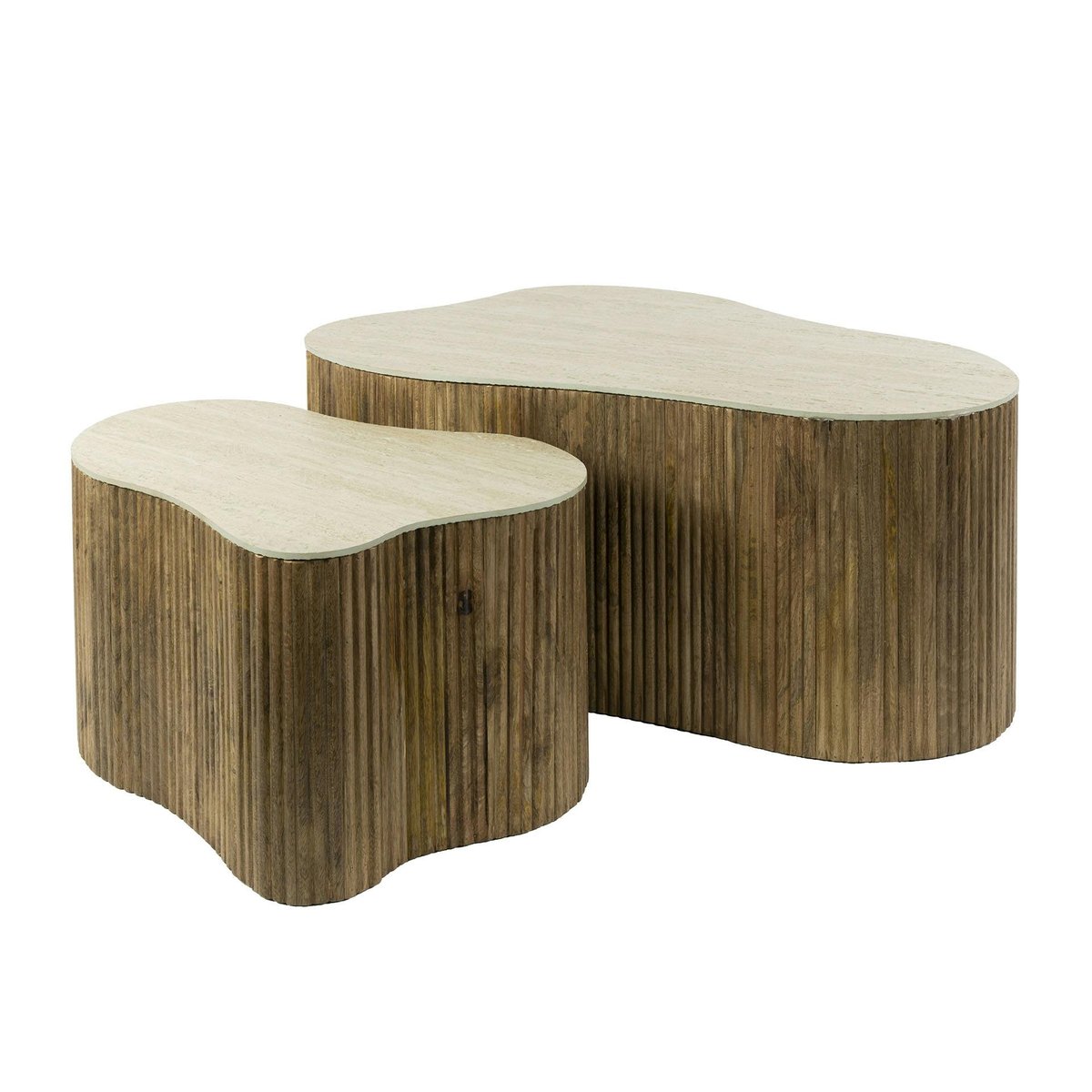 Table basse design organique effet travertin 3D (x2) ASCOLI beige, PIER IMPORT