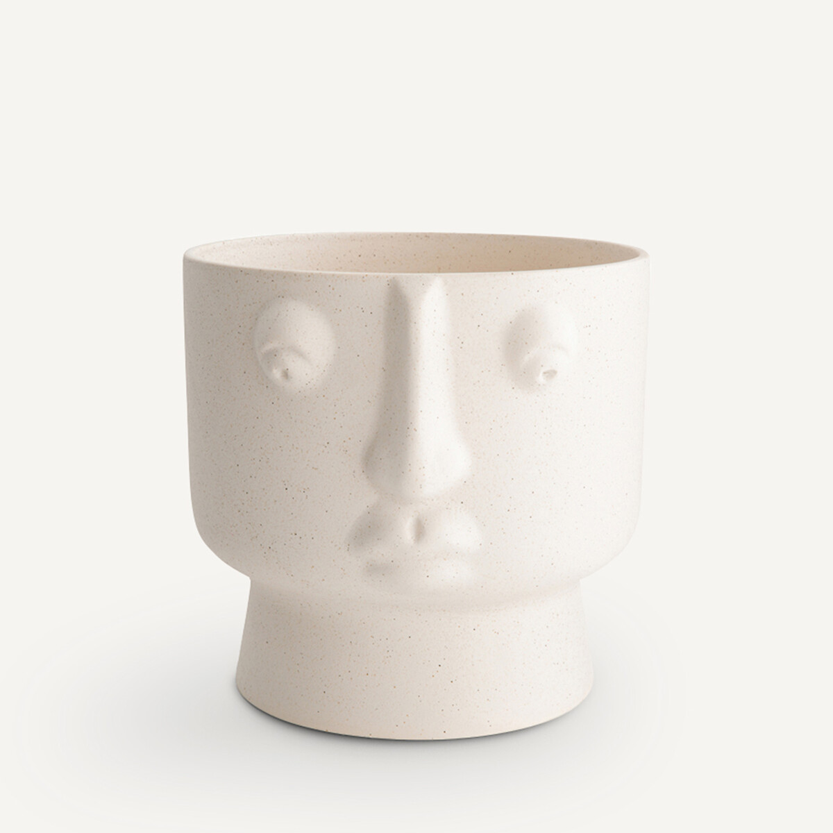 Lesego 24cm High Enamelled Ceramic Face Flower Pot white, AM.PM