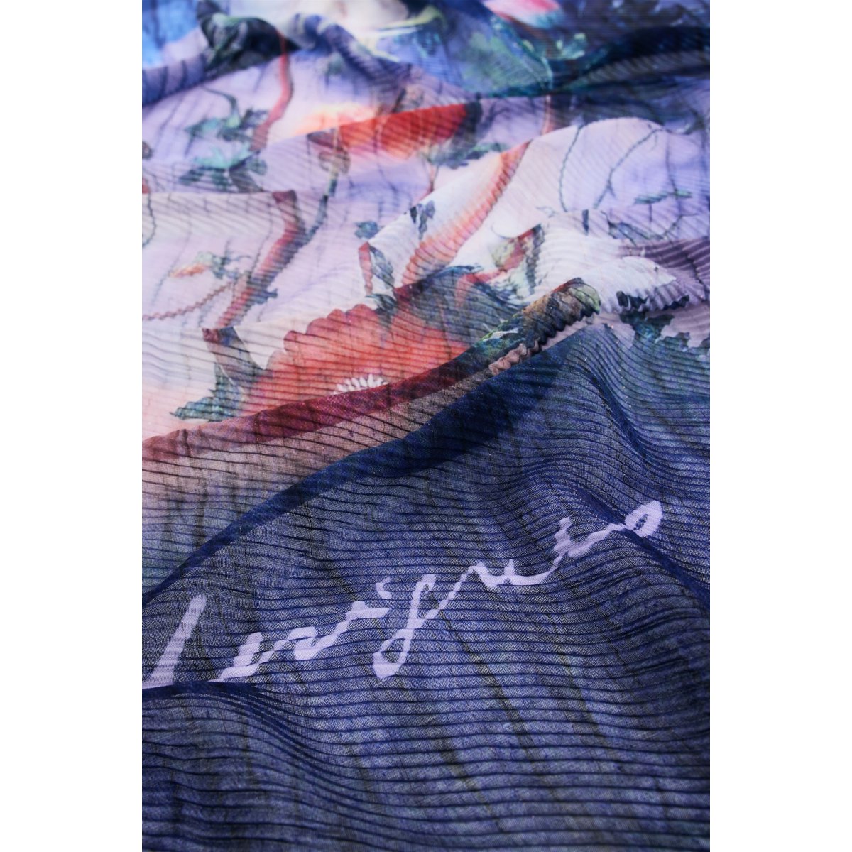 Foulard imprimé fleurs bleu, DESIGUAL