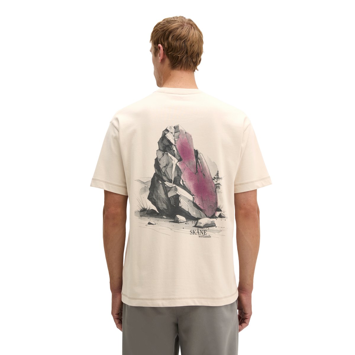 T-shirt surdimensionné avec un grand imprimé au dos beige, MARC O'POLO