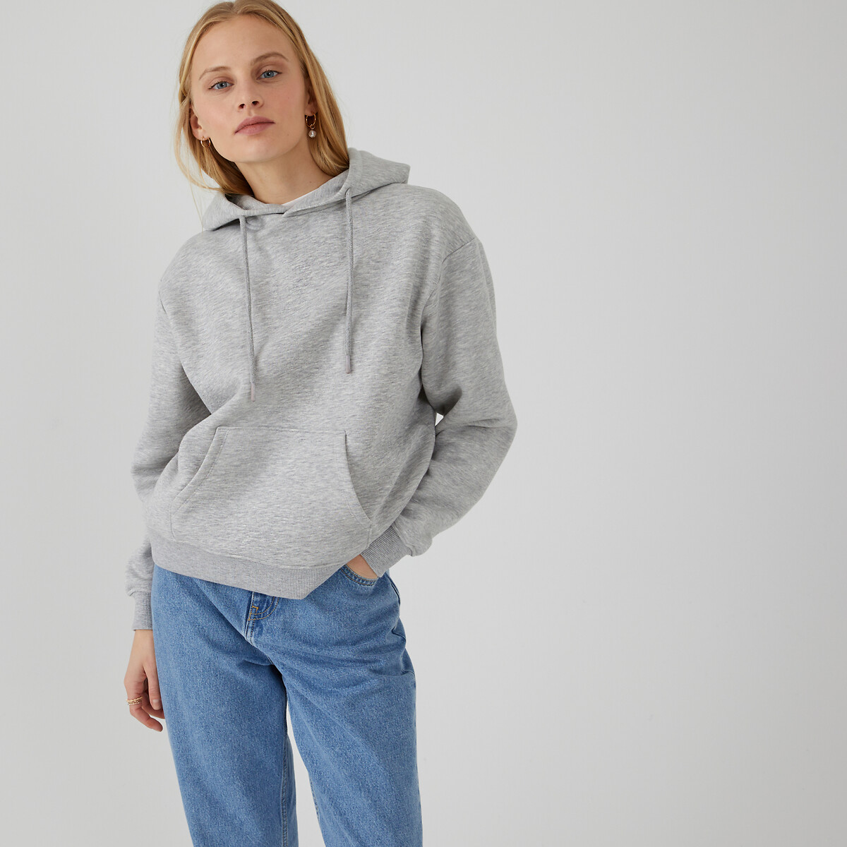 Sweat à capuche gris chiné, LA REDOUTE COLLECTIONS