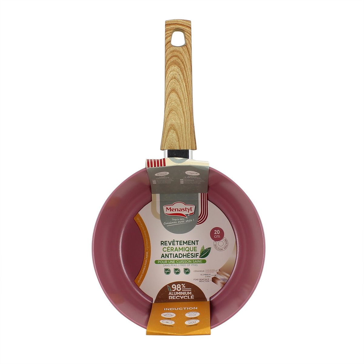 Casserole 20cm en aluminium recyclé, COLORAMA lilas, MENASTYL