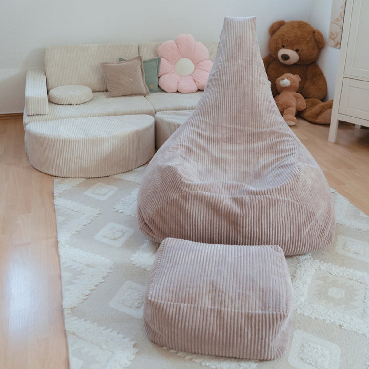Pouf poire design velours côtelé AESTHETIC marron, MEOW BABY