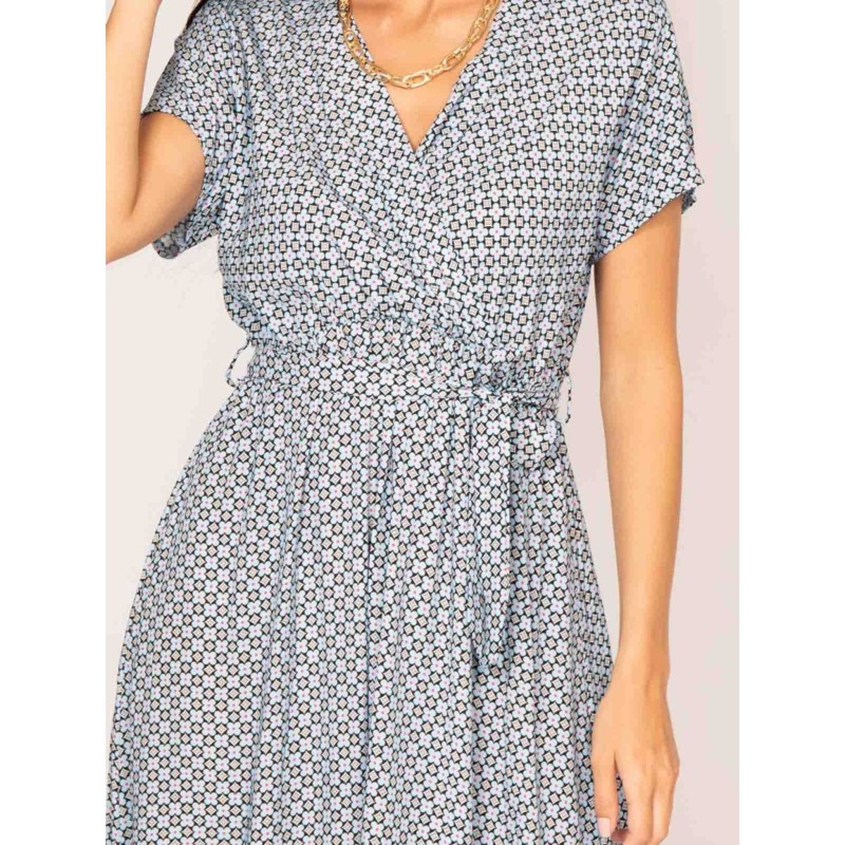 Robe Longue Cache Coeur Motifs Icare bleu ciel, DONA LISA
