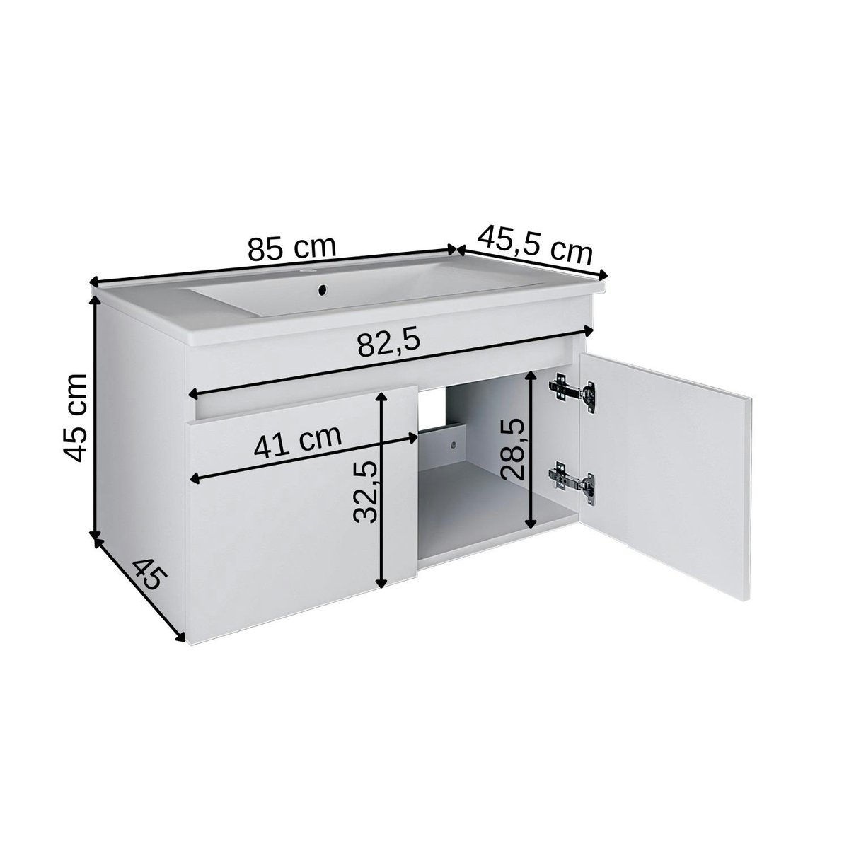 Meuble vasque 85 cm 2 portes LAAN blanc, PIER IMPORT