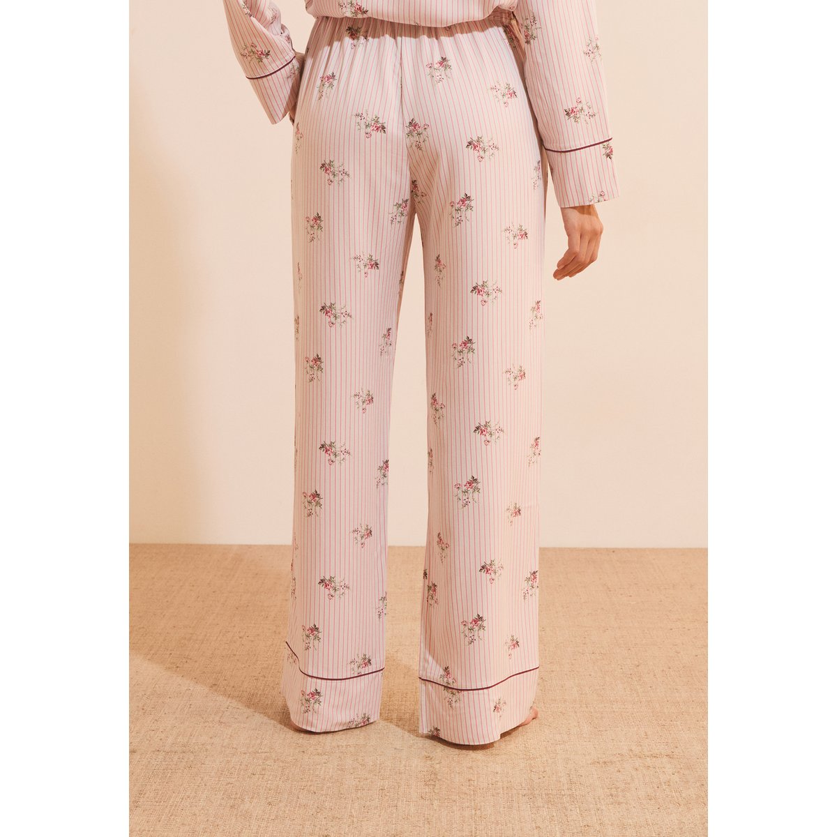 Pantalon de pyjama à motif fleuri CERESIA ecru, ETAM