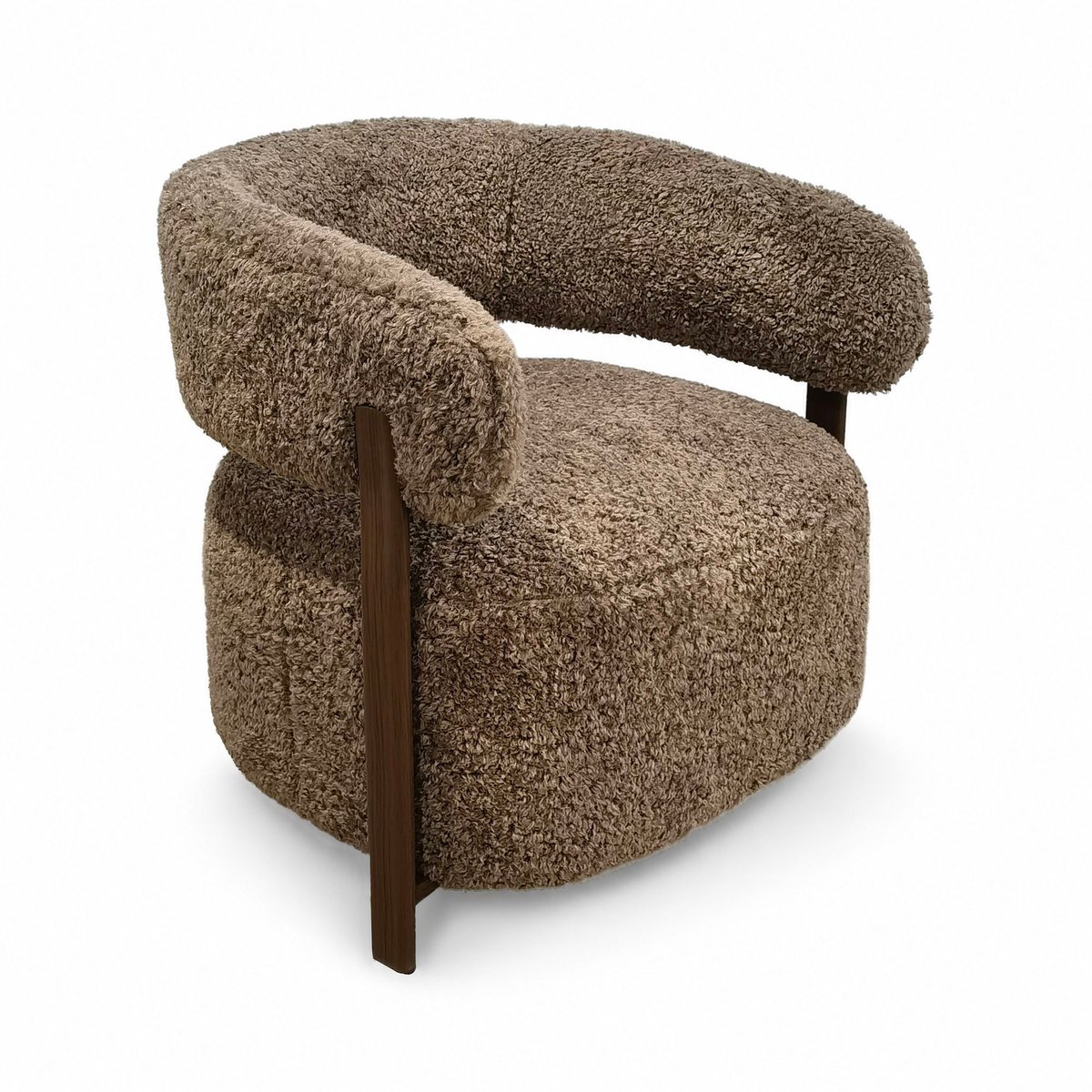 Fauteuil arrondi en tissu doux, NOUBIA beige, NOW'S HOME