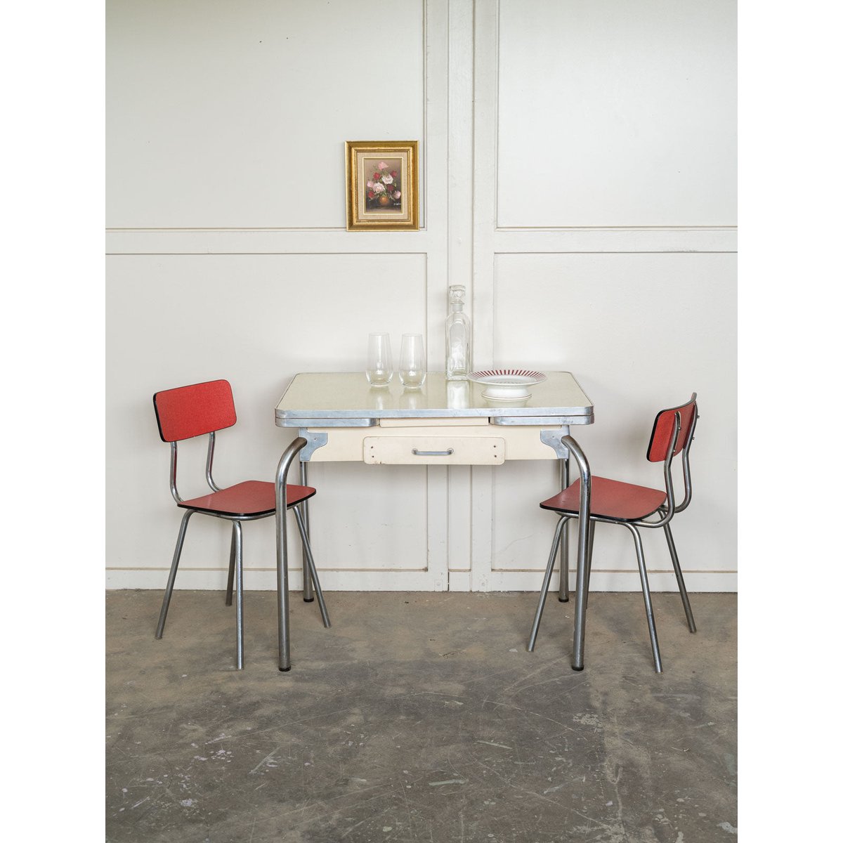 Table à manger en formica Karla N°1280 - Bon état beige, DEBONGOUT