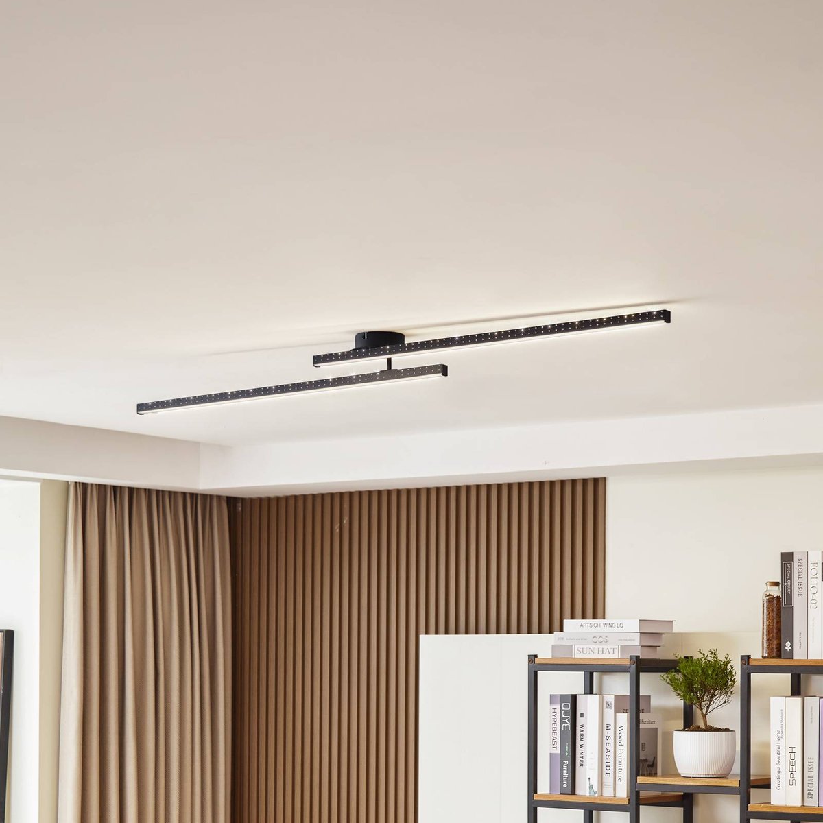 Plafonnier en aluminium moderneLED, Aurendor noir mat, LINDBY