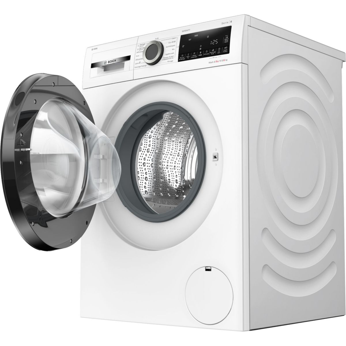 Lave linge séchant hublot WNG254ASFR - 10,5/6 kg - 1400 tr/min - Classe D - Moteur induction - Dosage automatique - Série 6 couleur unique, BOSCH