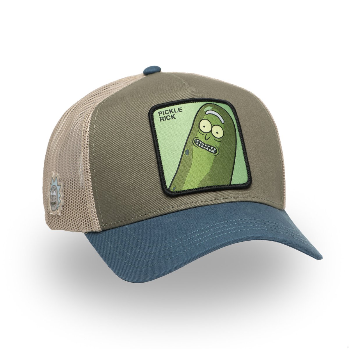 Casquette trucker Rick & Morty bleu pétrole/kaki/beige, CAPSLAB