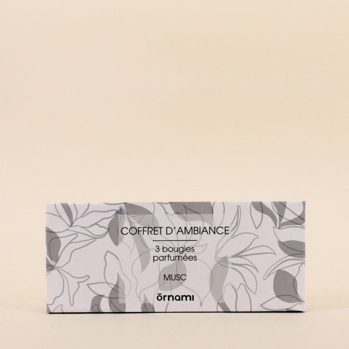 Coffret cadeau 3 bougies votives parfumées gris, ORNAMI