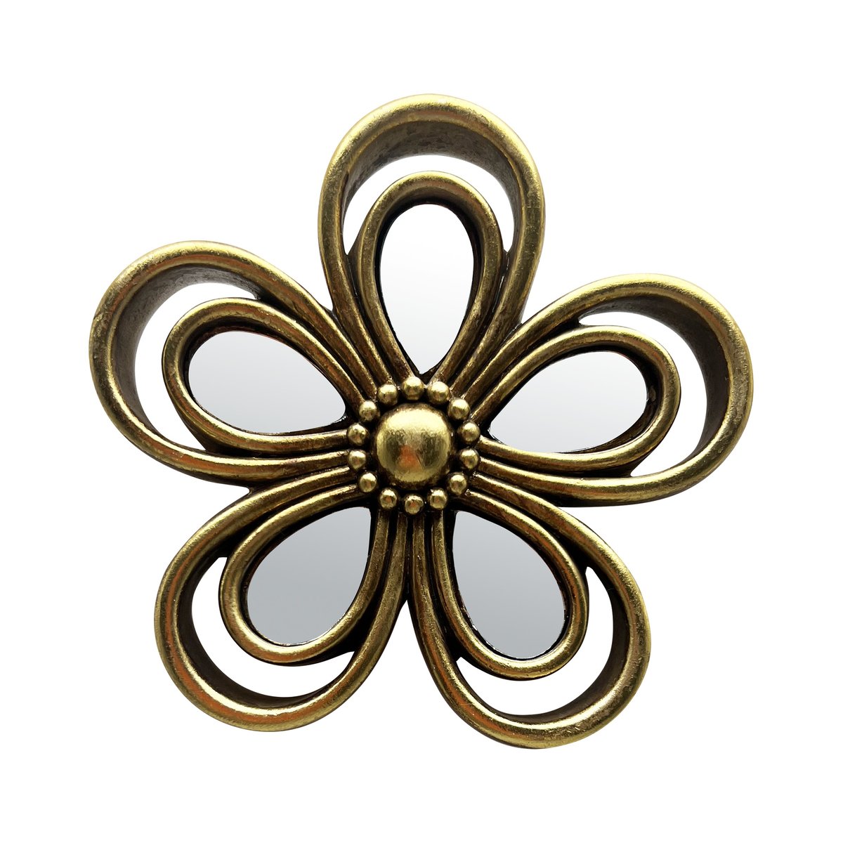 Déco murale fleur miroir diam 10cm or, EMDE