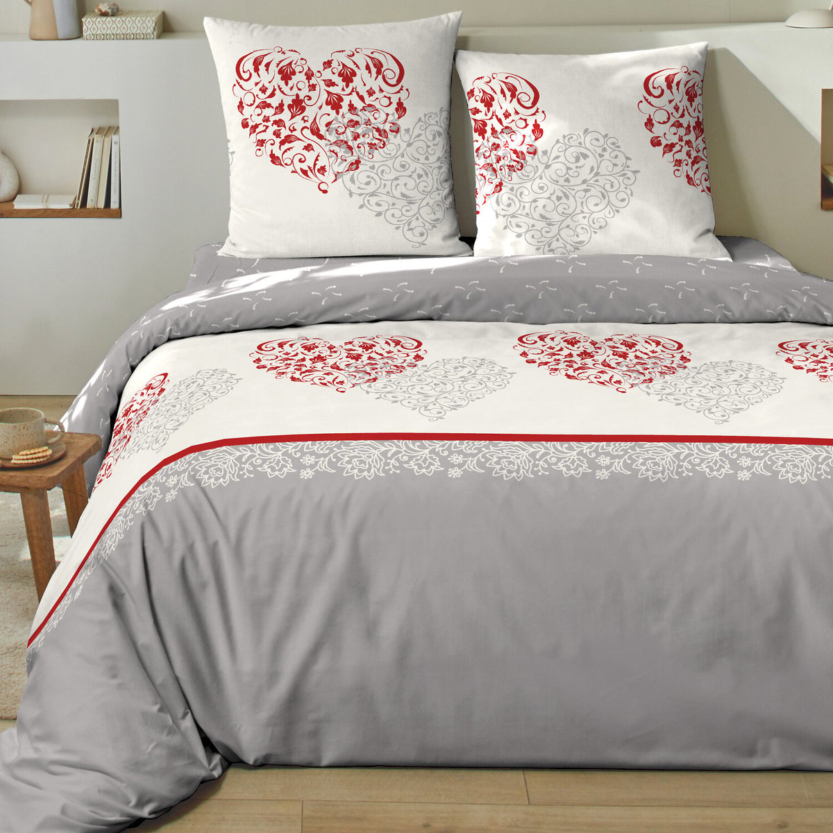 Parure housse de couette 100% flanelle de coton, Celia multicolore, C DESIGN HOME TEXTILE