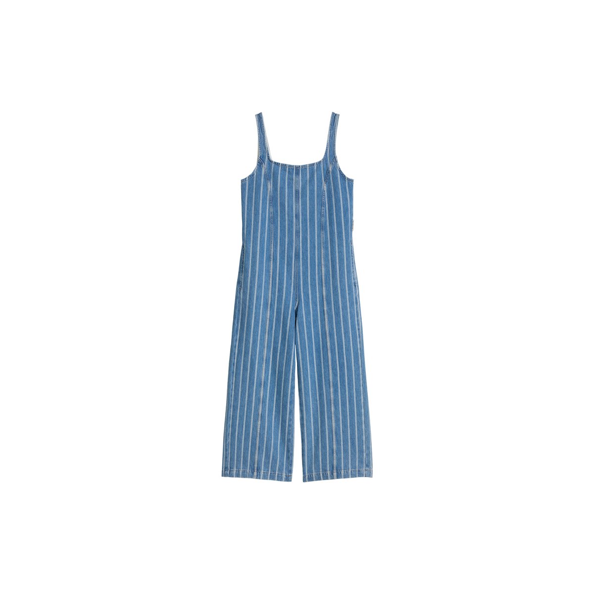 Salopette en jean rayée, coupe décontractée en pur coton bio bleu, MARC O’POLO DENIM