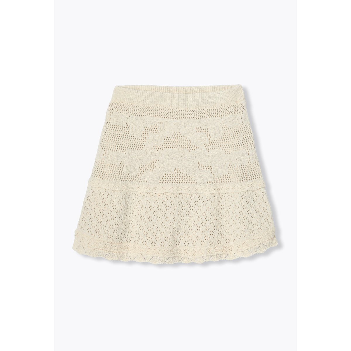 Jupe courte en maille ajourée ecru, PROMOD