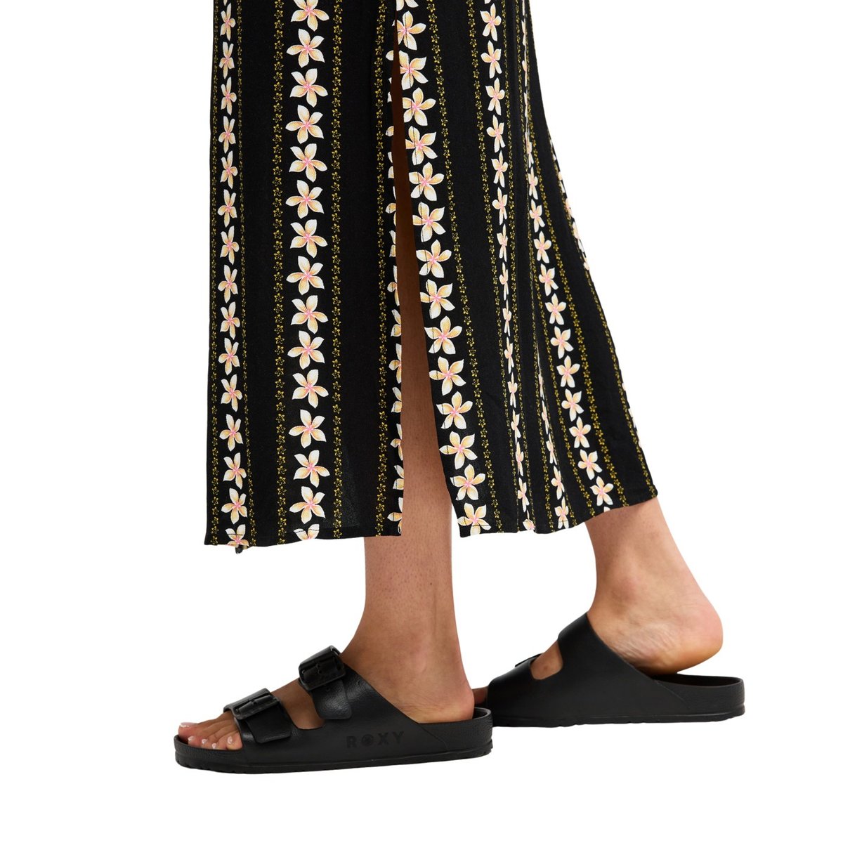 Robe nuisette ajustée SUNHAZE SPELL MIDI. noir anthracite hibiscus real strip, ROXY