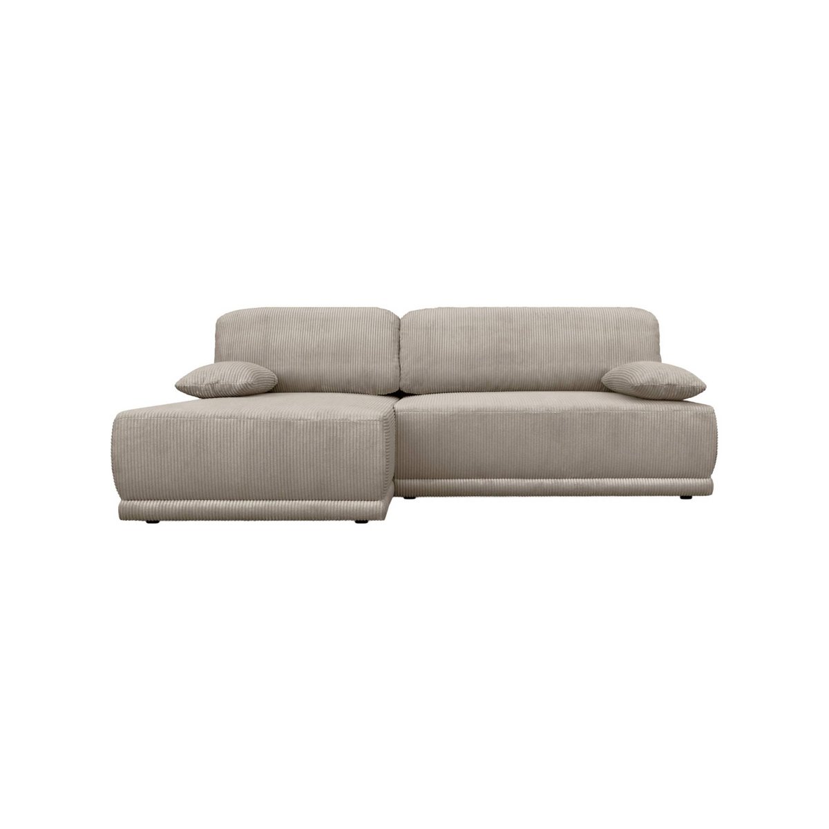 Banquette canapé d'angle gauche convertible 3 places velours côtelé avec coffre NELSON taupe, SWEEEK