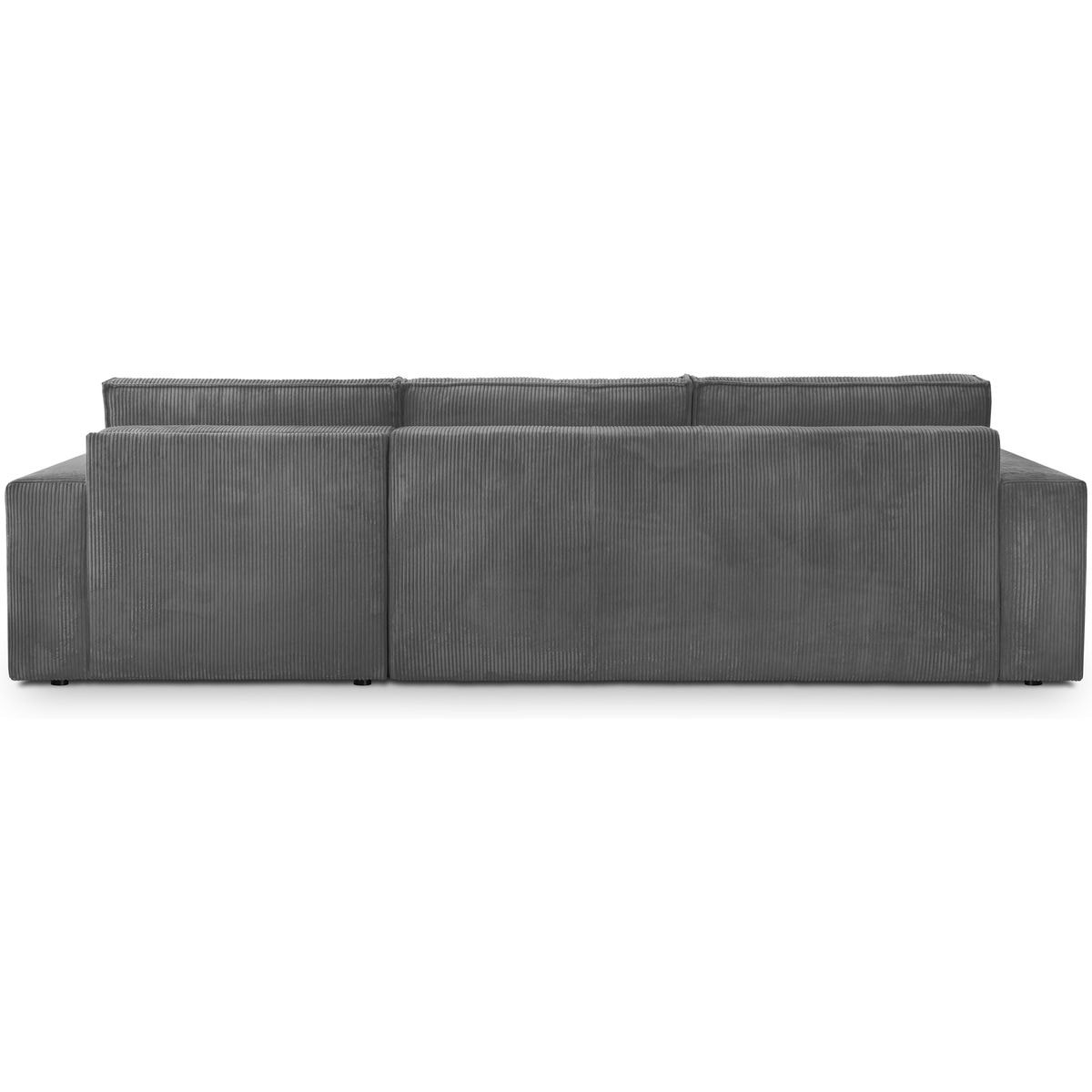Canapé d'angle convertible 5 places en velours côtelé - HARPER gris anthracite, HOMIFAB