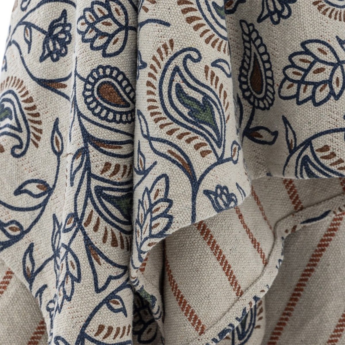 Plaid coton recyclé floral Paisley multicolore, BLOOMINGVILLE