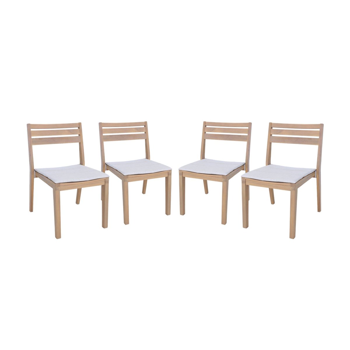Chaise de jardin bois d'acacia (lot de 4) MERINA beige, SWEEEK