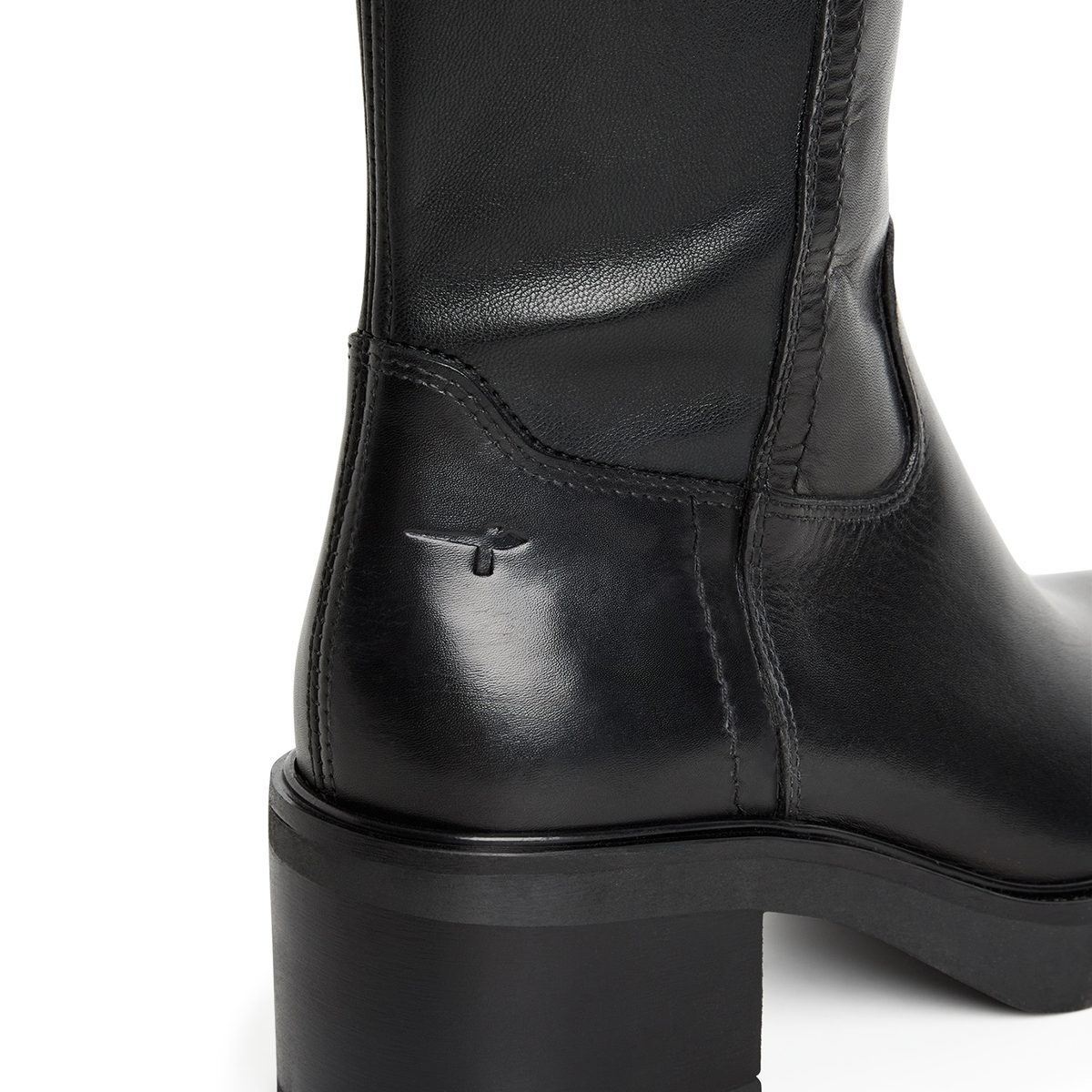 Bottes talon bloc noir cuir, TAMARIS