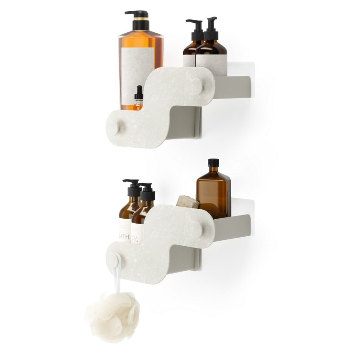 Etagère de douche design ventouse  NAMI set de 2 beige, UMBRA