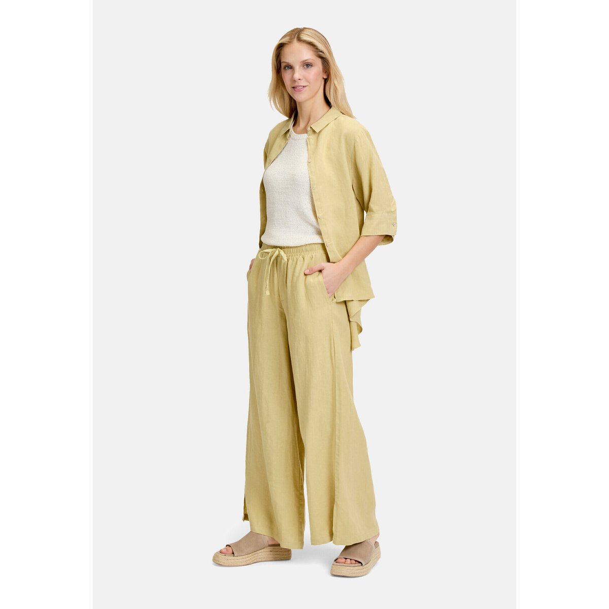 Pantalon en lin unicolore weeping willow, CARTOON