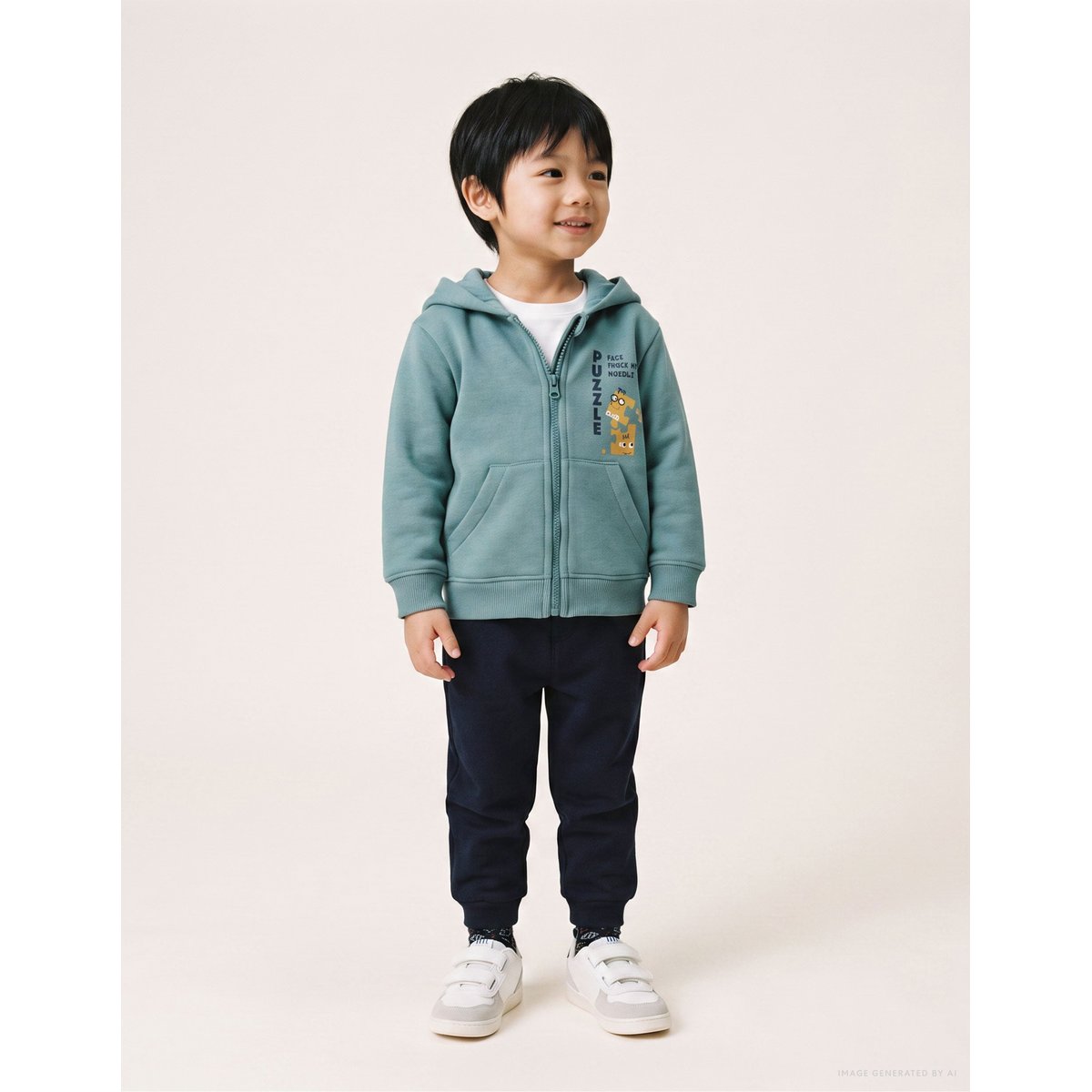 Ensemble de jogging en coton peigné avec imprimé vert clair, ZIPPY