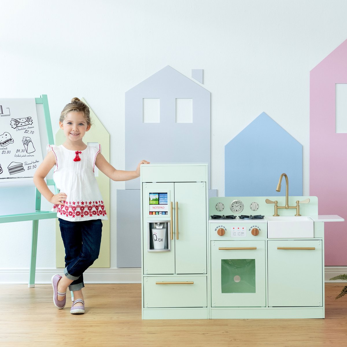 Cuisine Jeu Enfant Dînette Menthe LITTLE CHEF vert, TEAMSON KIDS