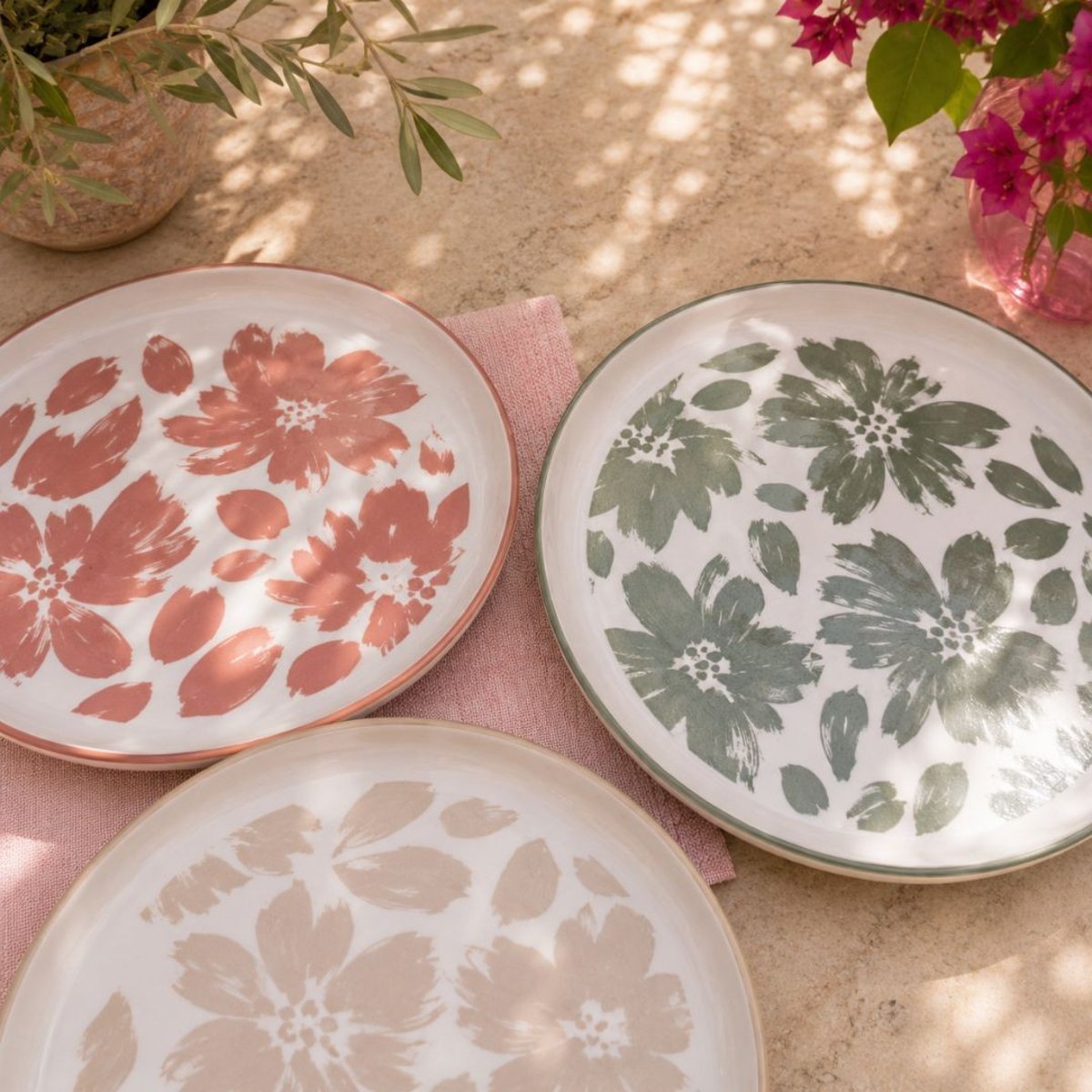 Lot de 6 grandes assiettes, HANAE beige, ARTIME