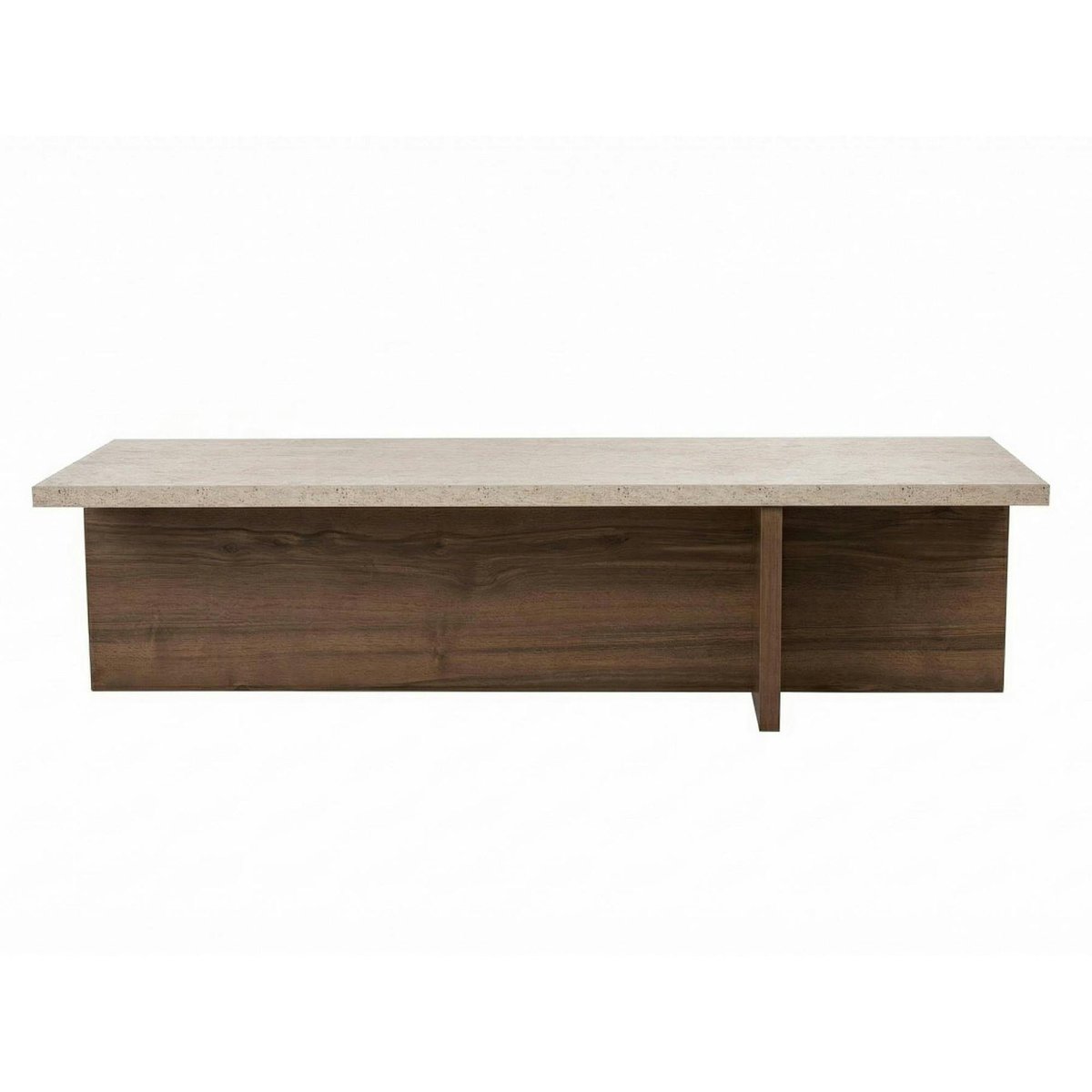 Table basse étroite décor travertin et noyer MARFA beige, PIER IMPORT