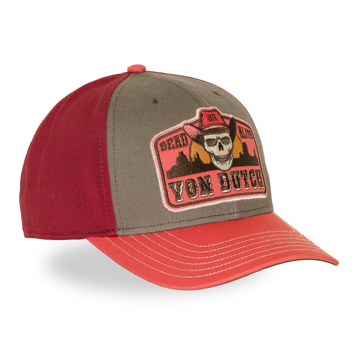 Casquette baseball S-CURVED orange/bordeaux/taupe, VON DUTCH