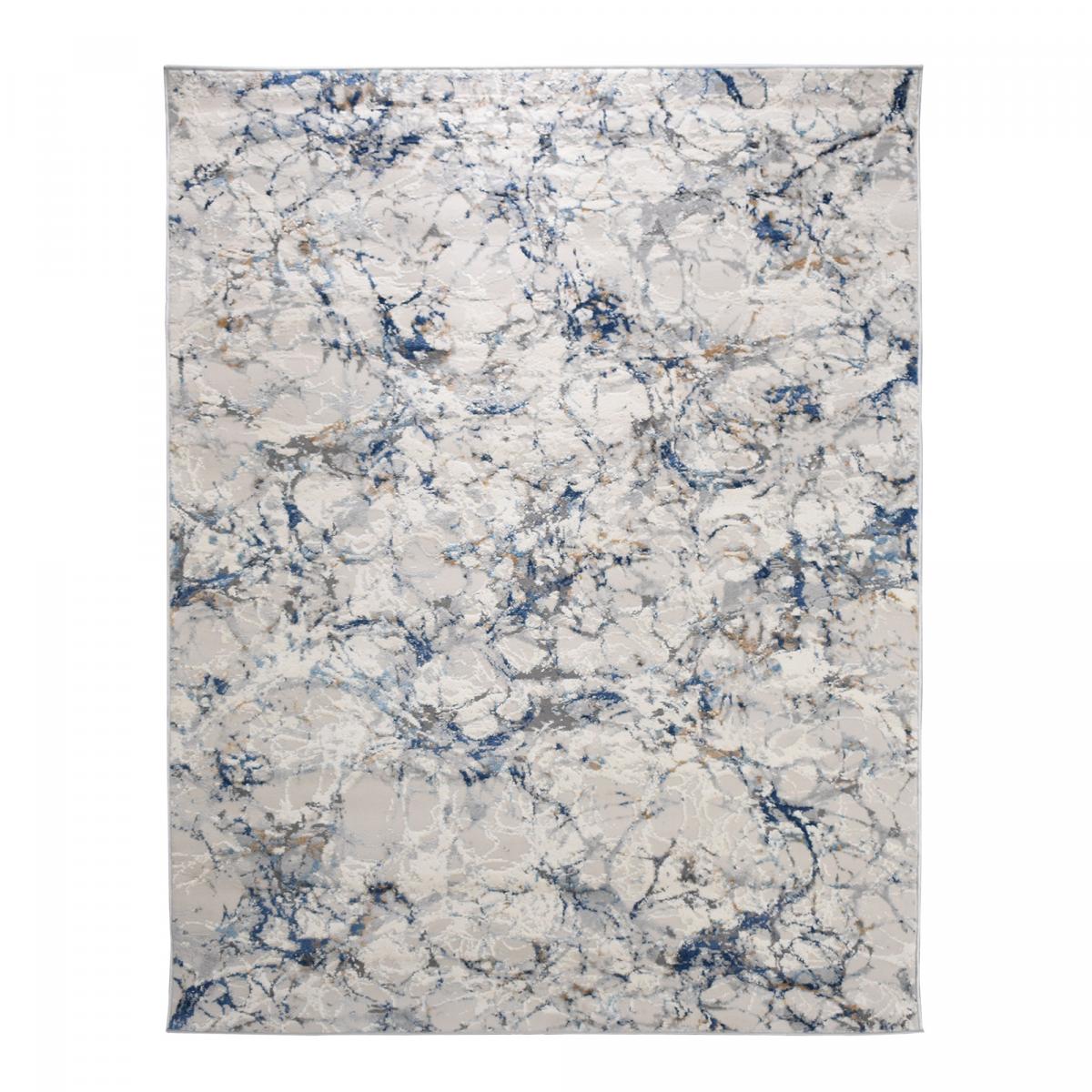Tapis Chambre tissé motif abstrait EFAL-B écru, gris, bleu, UN AMOUR DE TAPIS